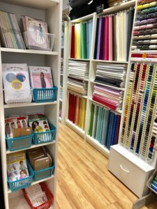 Cotton fabrics patterns and threads in a sewing shop