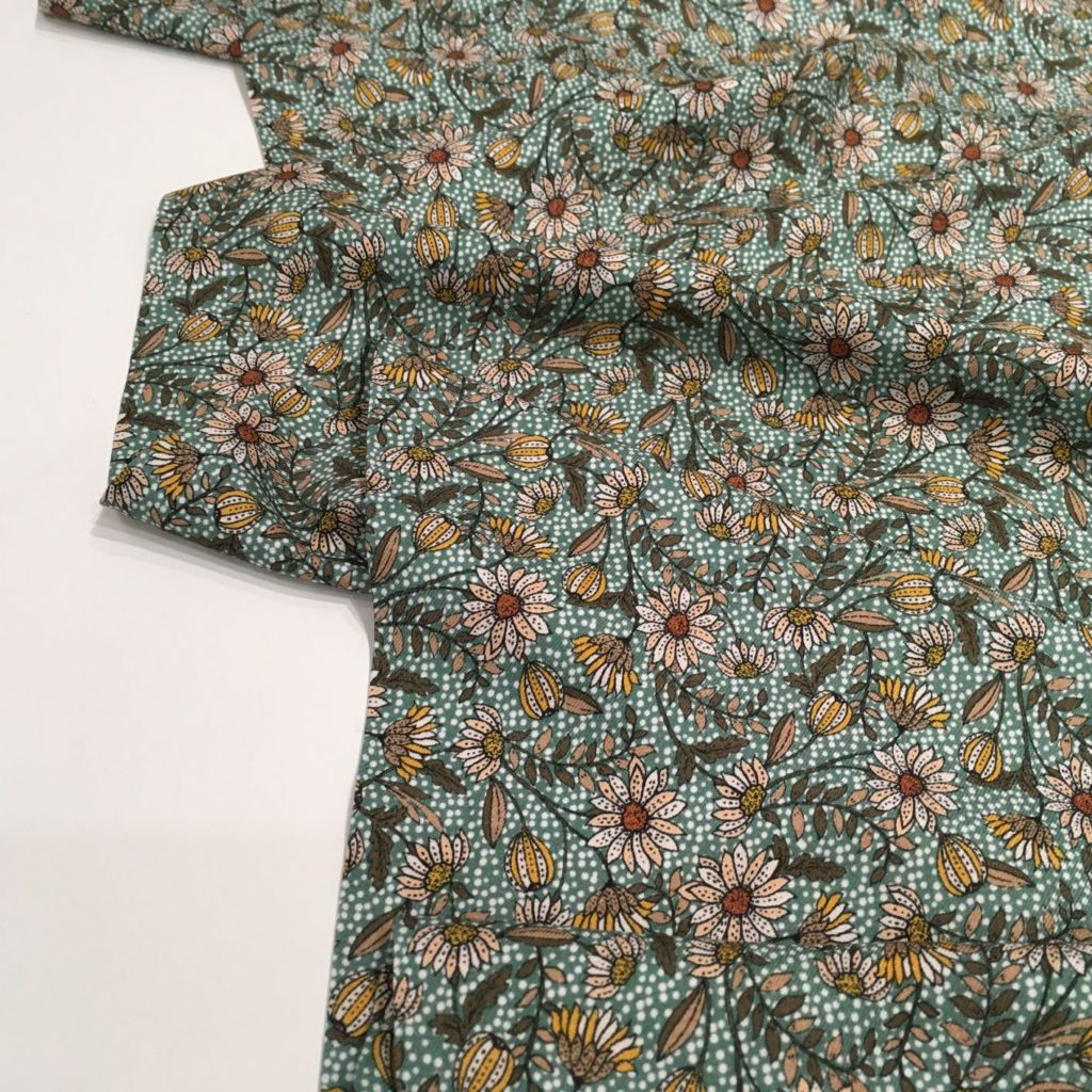 Viscose twill fabric – Charlene – green ditsy floral – ex designer ...