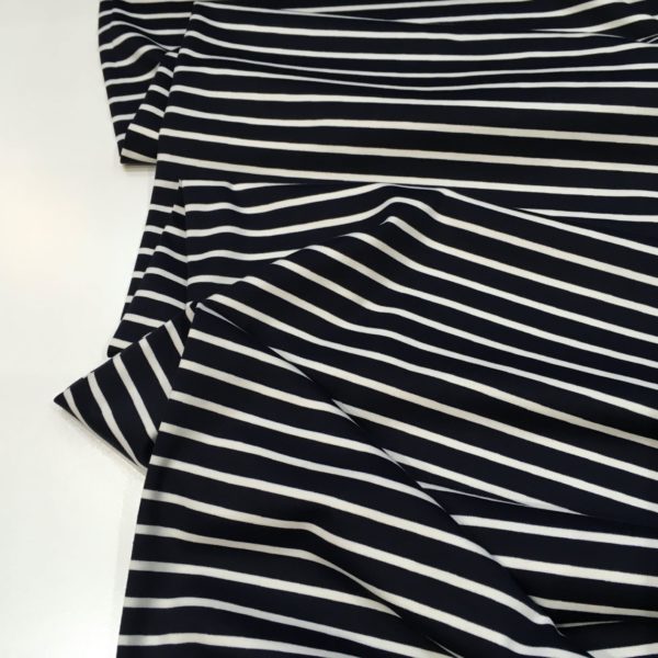 Ponteroma jersey fabric – Claire – navy stripe – Gather N Sew