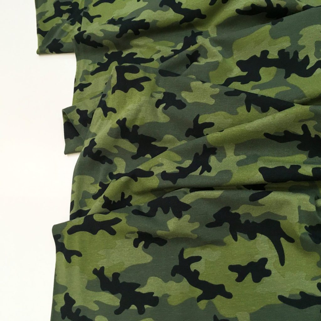 Cotton jersey fabric – Alex – green camoflage – Gather N Sew