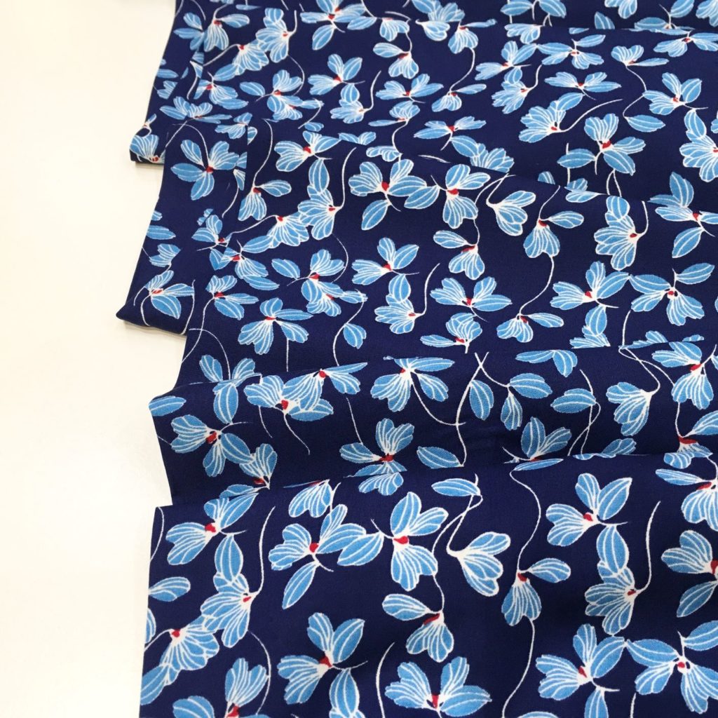 Viscose fabric – Helen – blue floral on royal blue – Gather N Sew