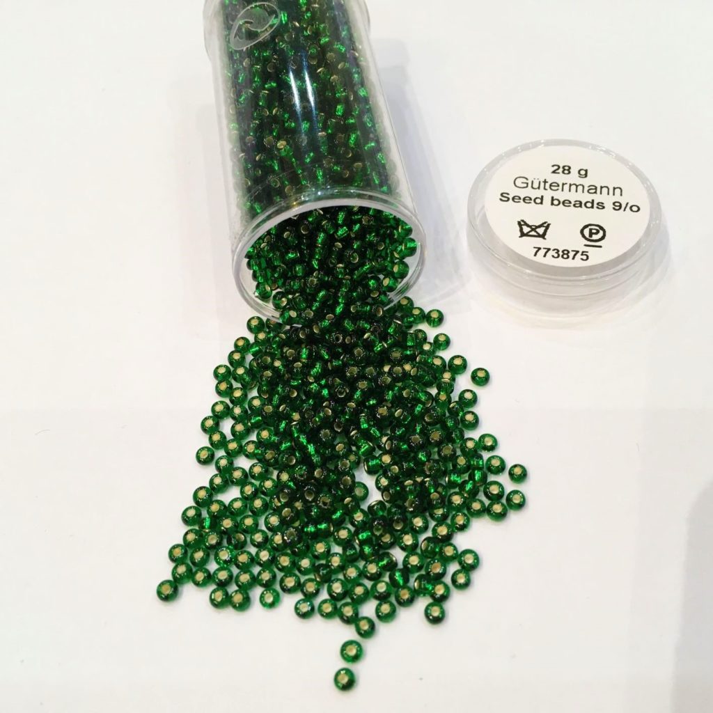 Seed Beads Gutermann 28g tube size 9/o 8320 green
