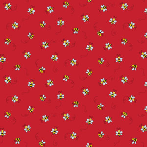 Red Bumble Bee cotton fabric