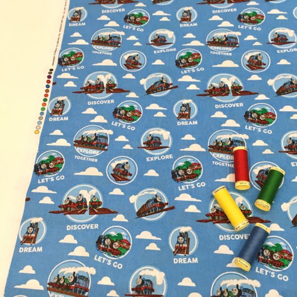 Thomas and Friends cotton fabric - 2714-02 explore together with threads