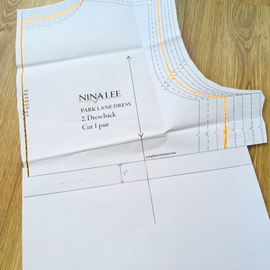 Lengthened sewing pattern piece