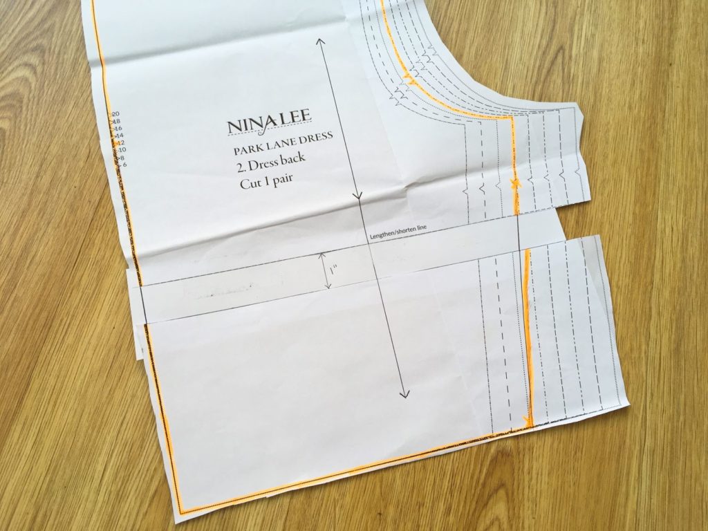 Lengthening a sewing pattern piece