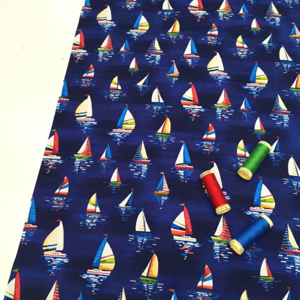 Beach holiday themed cotton fabric collection from Makower UK