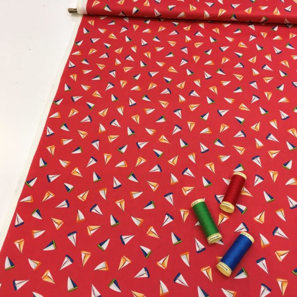 Beach holiday themed cotton fabric collection from Makower UK