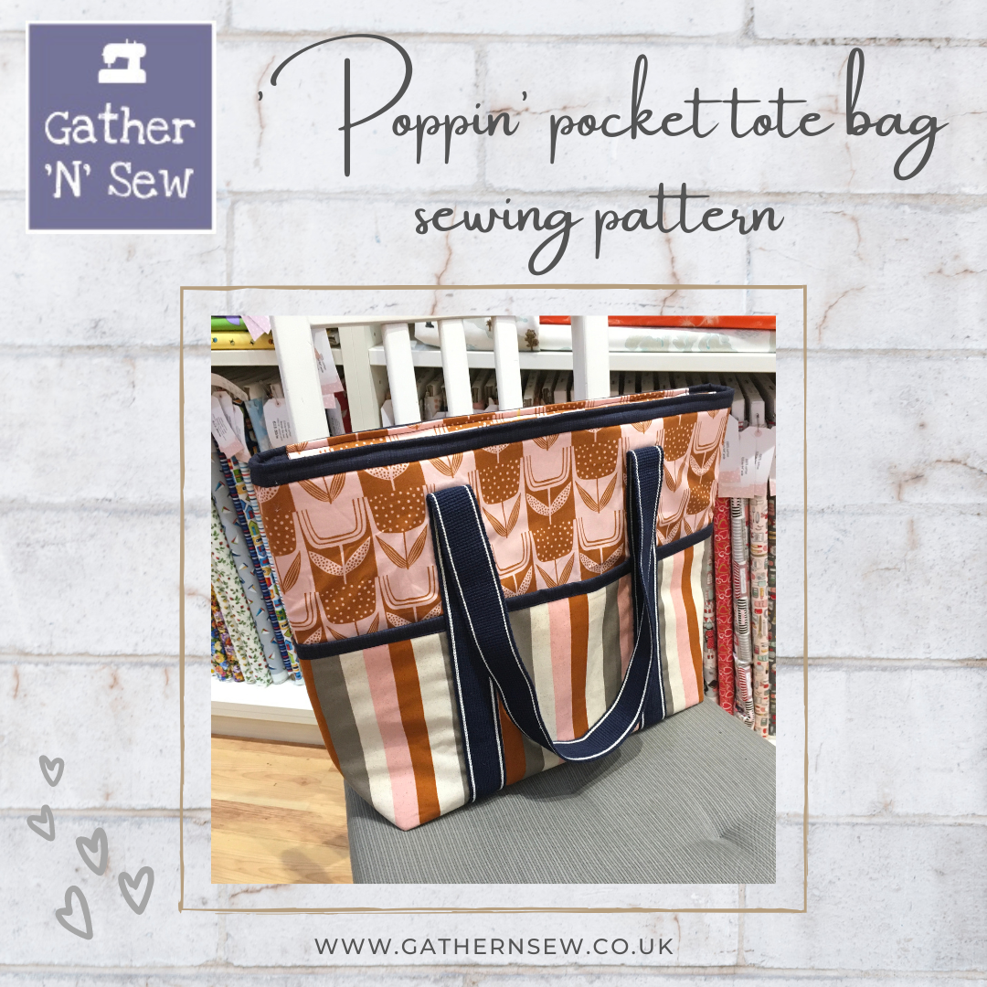 ‘Poppin’ Pocket Tote Bag sewing pattern – Gather N Sew