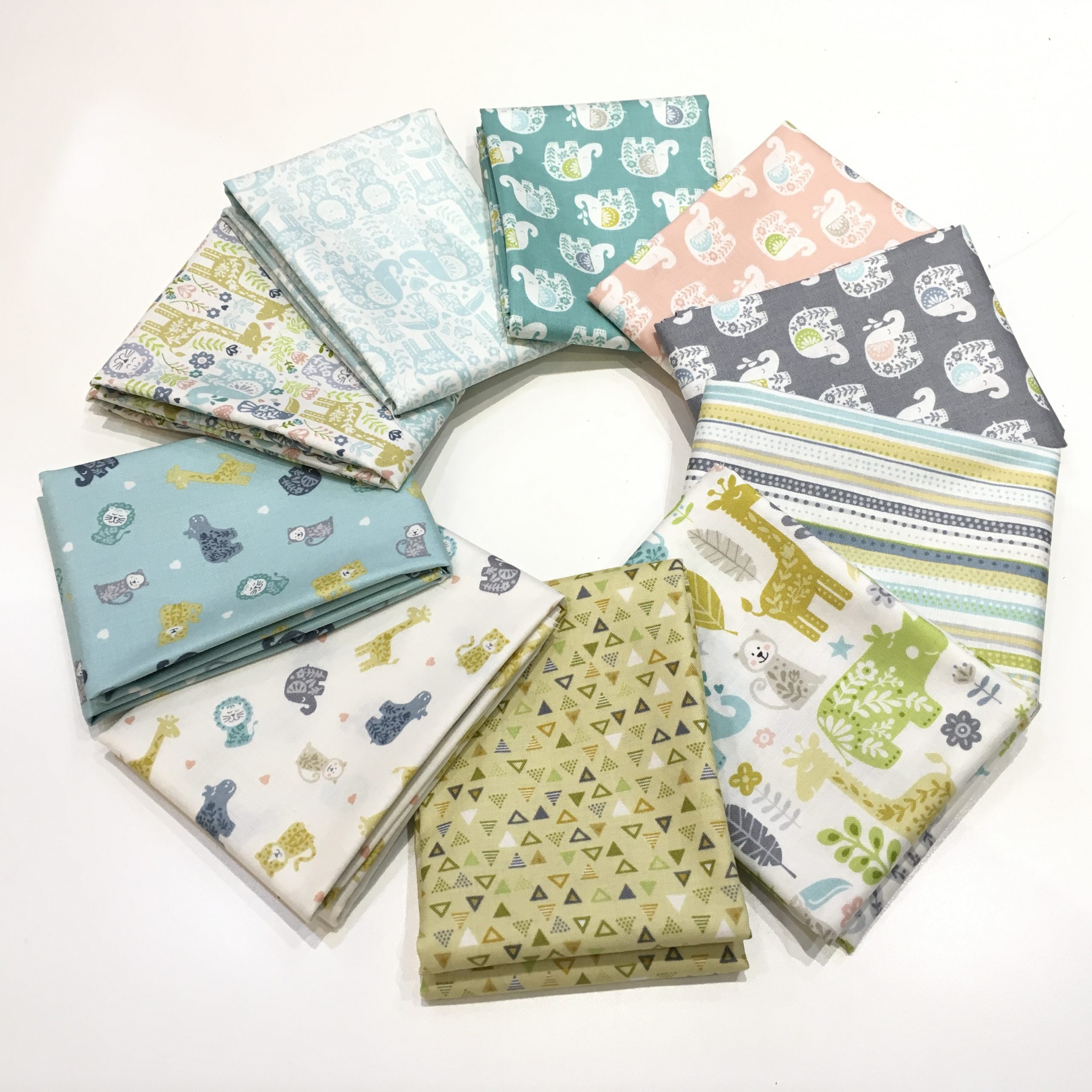 6 xFat Quarters Bundles Nursery Child Safari Spot Gingham Fabric Craft THE BIG 5 