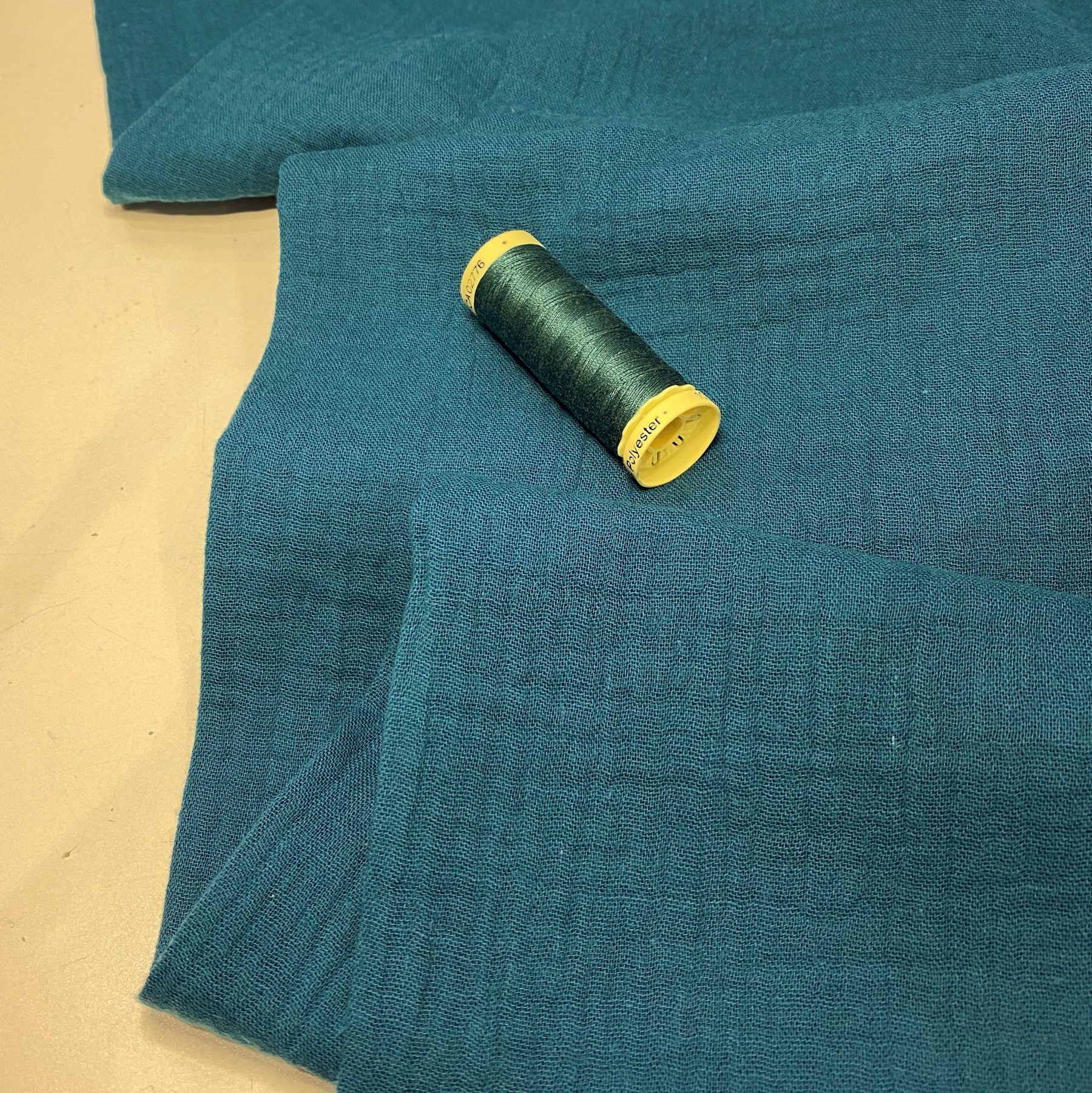 Double gauze fabric Serena plain teal Gather N Sew