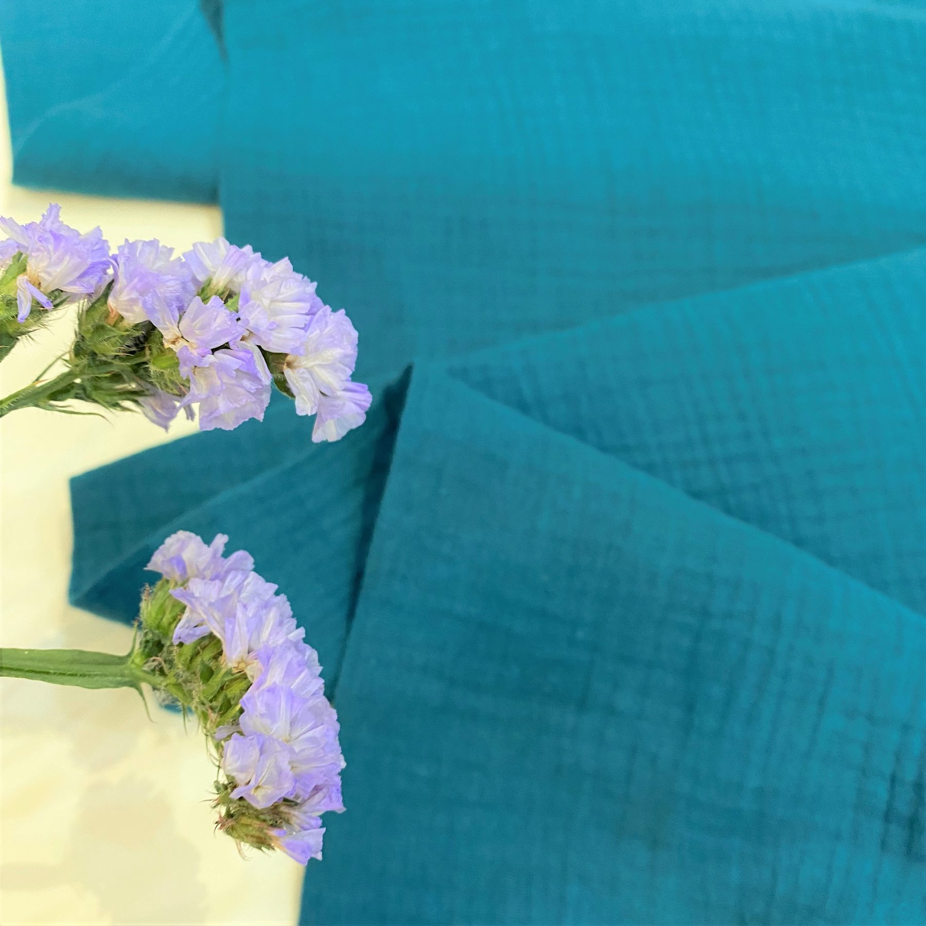 Double gauze fabric Serena plain teal Gather N Sew