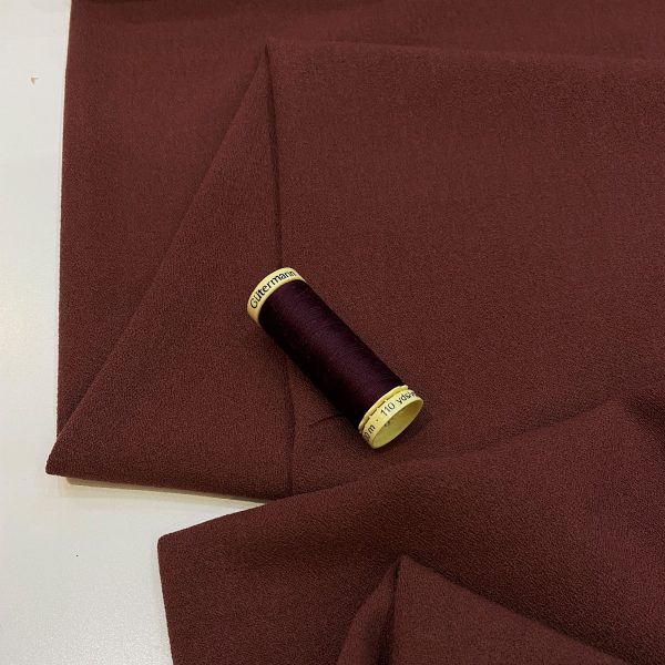 Rio stretch crepe fabric – plain tobacco red – Gather N Sew