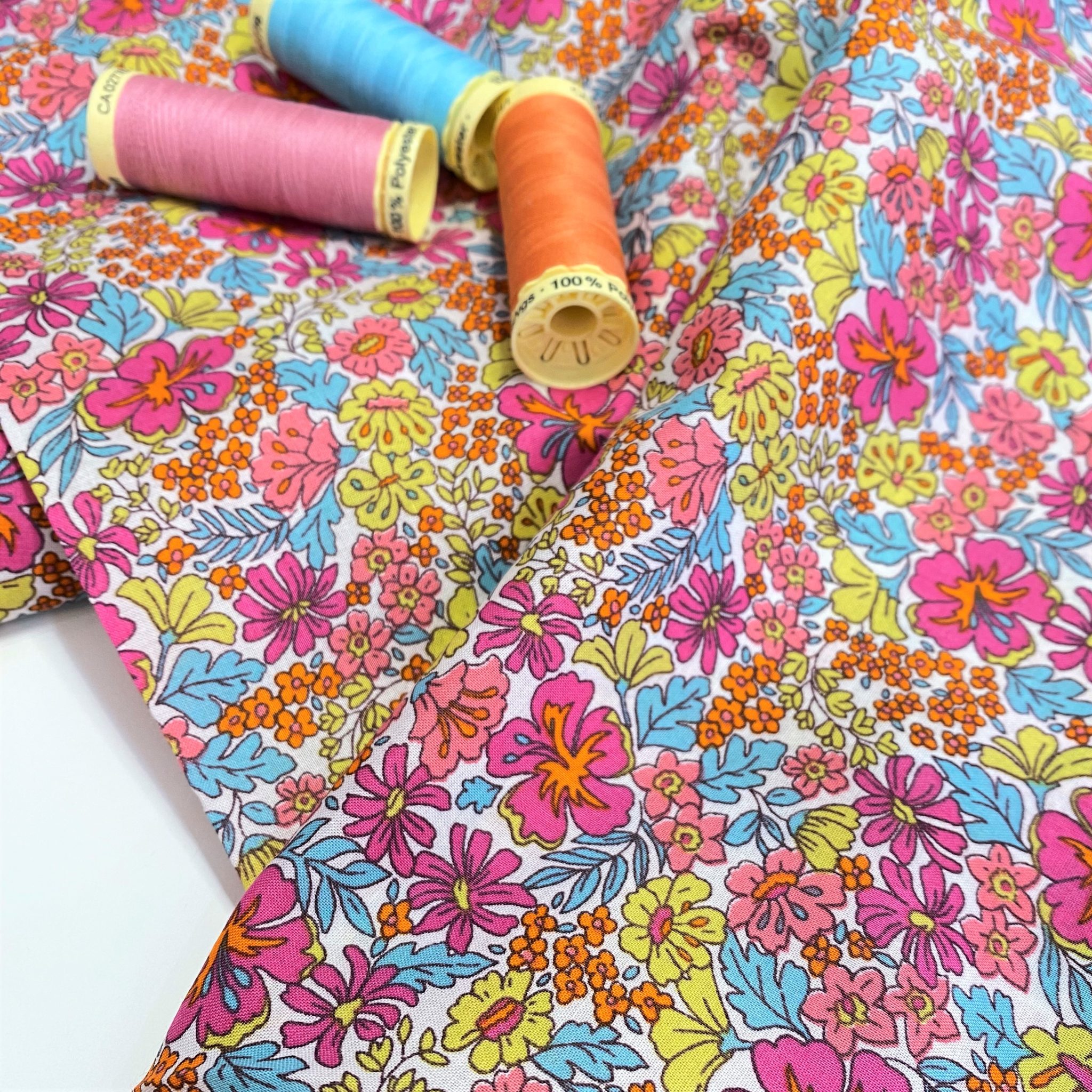 Cotton lawn fabric Chloe pink ditsy floral Gather N Sew